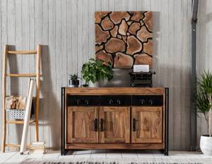 PANAMA Sideboard Schwarz - Braun - Metall - Massivholz - Holzart/Dekor - 140 x 90 x 40 cm