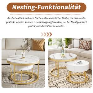 Couchtische Hyperion Ⅰ2er-Set Weiß - Holzwerkstoff - Metall - Massivholz - Holzart/Dekor - 70 x 45 x 70 cm