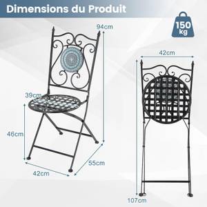 Chaises de jardin NP11250-2 Noir - Métal - 42 x 94 x 55 cm