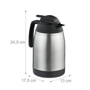 Carafe en acier inoxydable 1,5 L Noir - Argenté - Métal - Matière plastique - 18 x 25 x 13 cm