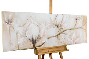 Tableau peint Competition of Glory Beige - Blanc - Bois massif - Textile - 150 x 50 x 4 cm