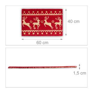 Paillasson Noël en fibres de coco Marron - Rouge - Fibres naturelles - Matière plastique - 60 x 2 x 40 cm