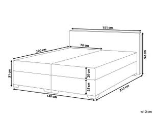 Doppelbett PRESIDENT Silber - Weiß - 151 x 92 x 212 cm - Kunstleder