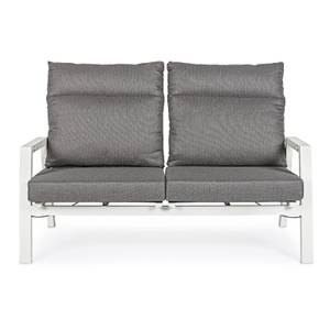 Canapé jardin inclinable 2 places blanc Gris - Métal - 81 x 98 x 152 cm