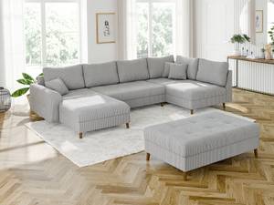 Hocker Neo Cord-Stoff Grau - Massivholz - Textil - Holzart/Dekor - Holz teilmassiv - 118 x 40 x 73 cm