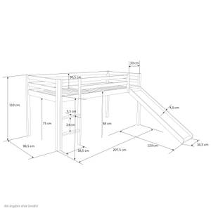 Lit mezzanine avec rideau 1862 Gris - Gris lumineux - Sans sommier - Profondeur : 219 cm