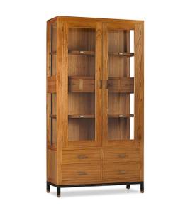 HOLZVITRINE BRAUN 100 x 40 x 190 Braun - Holz teilmassiv - 100 x 190 x 40 cm