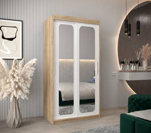 Armoire à portes coulissantes promo t3 Imitation chêne de Sonoma - Blanc - Largeur : 100 cm - 2 porte