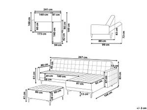 Modulsofa ABERDEEN 2-tlg Braun - Dunkelbraun - Silber - Breite: 267 cm - Kunstleder