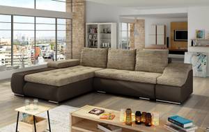 Ecksofa ONTARTO Beige - Braun - Ecke davorstehend links