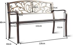 Gartenbank Parkbank Eisenbank Braun - Metall - 60 x 85 x 126 cm