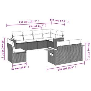 Gartensitzgruppe K951(8-tlg) Schwarz - Massivholz - 69 x 62 x 62 cm