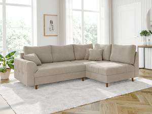 Ecksofa und Hocker Oskar Beige - Armlehne davorstehend rechts - Ecke davorstehend links