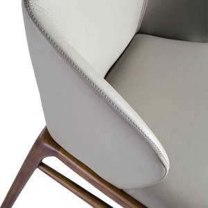 Chaise en simili cuir et bois noyer Marron - Gris - Cuir synthétique - Textile - 55 x 76 x 60 cm