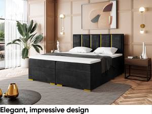 Boxspringbett Antonio Gold Schwarz - 140 x 234 cm - H3