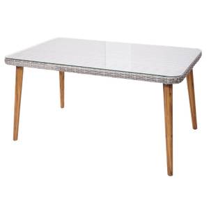 Poly-Rattan Esstisch H65 150x90cm Braun - Grau - Polyrattan - Holz teilmassiv - 150 x 78 x 90 cm