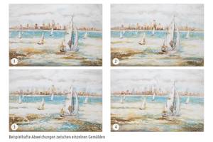 Acrylbild handgemalt Sailor's Race Blau - Weiß - Massivholz - Textil - 120 x 80 x 4 cm