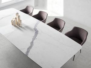Table à manger en porcelaine et acier Noir - Porcelaine - Pierre - 260 x 75 x 120 cm