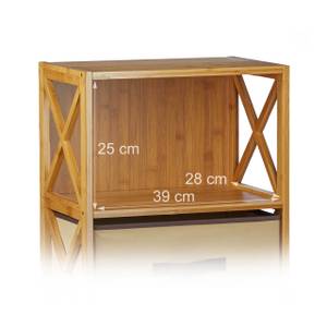 1 x Regal Bambus mit 3 Ablagen & Korb Braun - Bambus - Textil - 42 x 80 x 29 cm