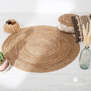 Tapis rond en jute Marron - Fibres naturelles - 120 x 1 x 1 cm