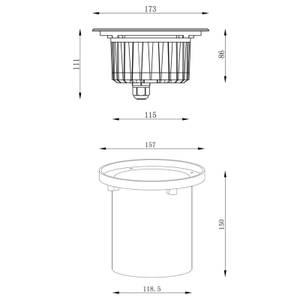 Bodeneinbaustrahler A-301650 Silber - Glas - Metall - 9 x 12 x 9 cm