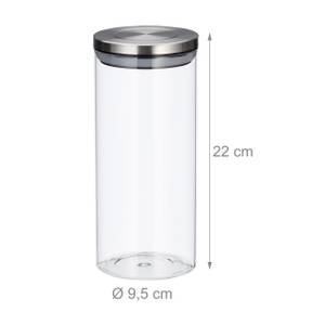Vorratsglas 3er Set je 1,3 Liter Silber - Glas - Metall - Kunststoff - 10 x 22 x 10 cm