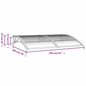 Türvordach 297500-2 Grau - Kunststoff - 100 x 1 x 150 cm