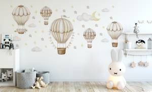 Wandsticker Ballons Wolken Sterne Beige - Braun - Grau - 60 x 30 x 30 cm