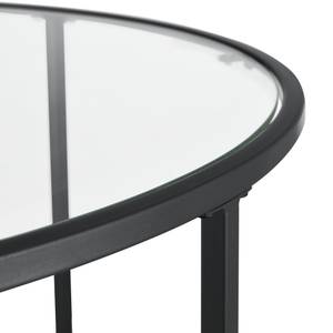 Table Basse Kouvola Ronde pour Salon Noir - Verre - 84 x 46 x 84 cm