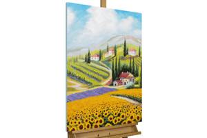 Tableau peint à la main Summer Nostalgia Bois massif - Textile - 60 x 90 x 4 cm