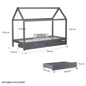 Hausbett mit Bettkasten 1993 Grau