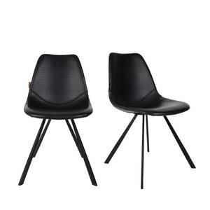 Lot de 2 chaises Franky Noir - Cuir synthétique - 56 x 83 x 46 cm