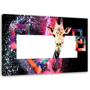 Leinwandbild Giraffe Bunt Tier Abstrakt 90 x 60 cm