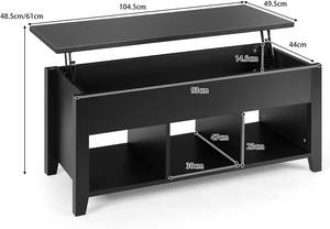 Table Basse Relevable JV10649 Noir