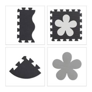 34 pièces Tapis puzzle avec bord Noir - Gris - Blanc