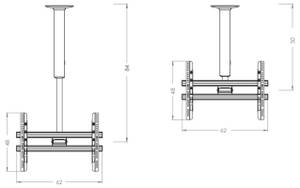 Support TV pour plafond CM Argenté - Métal - 62 x 70 x 10 cm