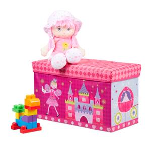 Tabouret coffre jouet pouf enfant Rose clair - Rose foncé