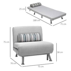 Schlafsofa 833-066 Grau - Metall - 70 x 75 x 75 cm