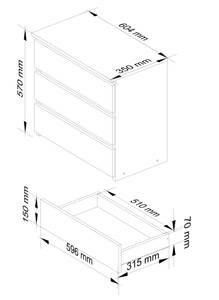 Table de Chevet CL3 60 Imitation chêne de Sonoma - Blanc - Largeur : 60 cm