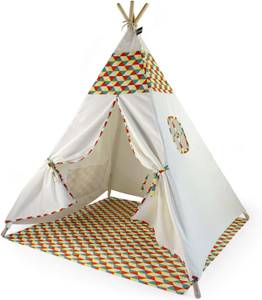 Tipi Zelt buntes Muster 120x120x150cm Textil - 150 x 150 x 120 cm