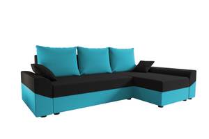 Ecksofa DENVI Schwarz - Blau - Ecke davorstehend rechts