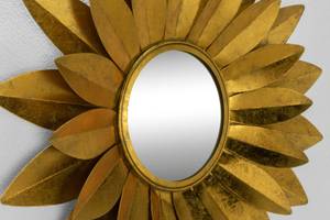 Wandspiegel Sonnenblumenring Gold - Metall - 90 x 90 x 7 cm