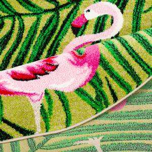 Teppich Faro Tropical Flamingos Rund Grün - Textil - 160 x 1 x 160 cm