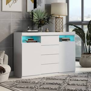 Buffet LED Neptunus Ⅲ Blanc - Bois manufacturé - Métal - Bois massif - 35 x 72 x 140 cm