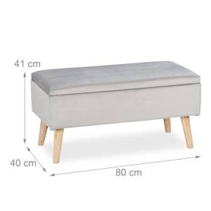 Banc en velours avec espace de rangement Gris