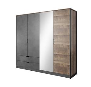 Armoire à portes battantes ARDEN LED Beige - Gris - Bois manufacturé - Matière plastique - 220 x 205 x 57 cm