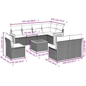 Gartensitzgruppe K5851(9-tlg) Schwarz - Massivholz - 69 x 62 x 62 cm