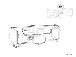 Meuble TV KNOX Marron - Blanc - Bois manufacturé - 159 x 50 x 39 cm