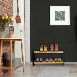 Étagère à chaussures Noir - Marron - Bambou - Bois manufacturé - 70 x 33 x 26 cm
