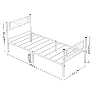 Einzelbettgestell aus Metall Weiß - Metall - 92 x 87 x 198 cm